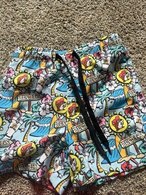 Buc-ee's Tropical Print Swim Shorts - Light Blue